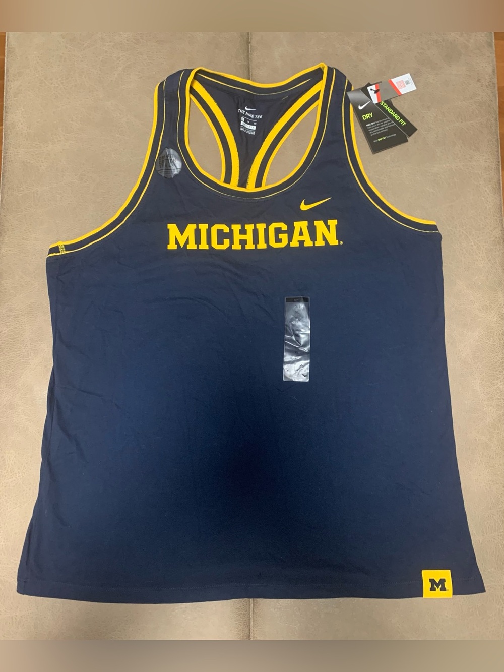 Nike Dri-Fit Women Blue Michigan Wolverines Racerback Tee Tank Top NEW Size XL